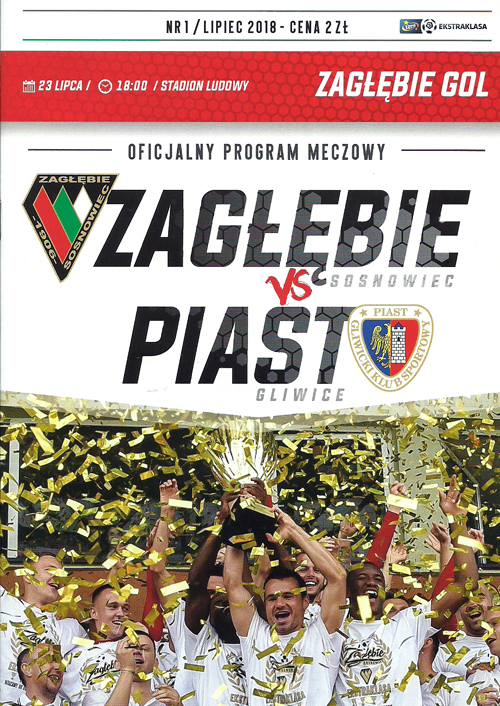 Program meczowy - Zagłębie Sosnowiec - Piast Gliwice